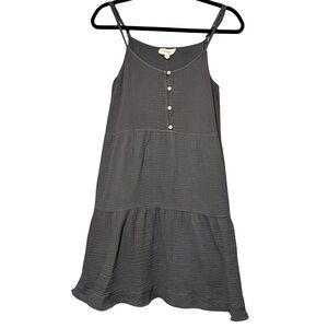 Eesome Cotton Gauze Crinkle Sleeveless Button Front Lightweight Dress size small